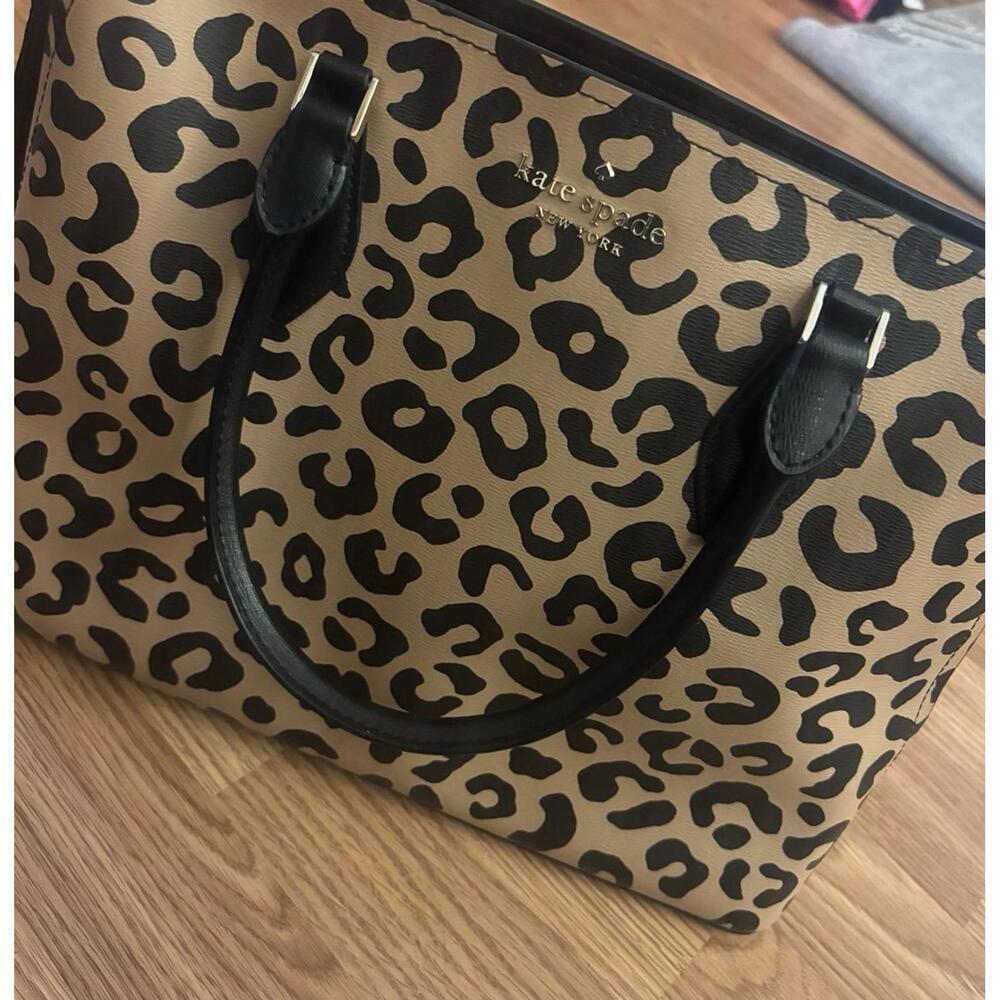 Kate Spade Darcy Leopard Large Satchel Shoulder Handbag - Picture 3 of 9